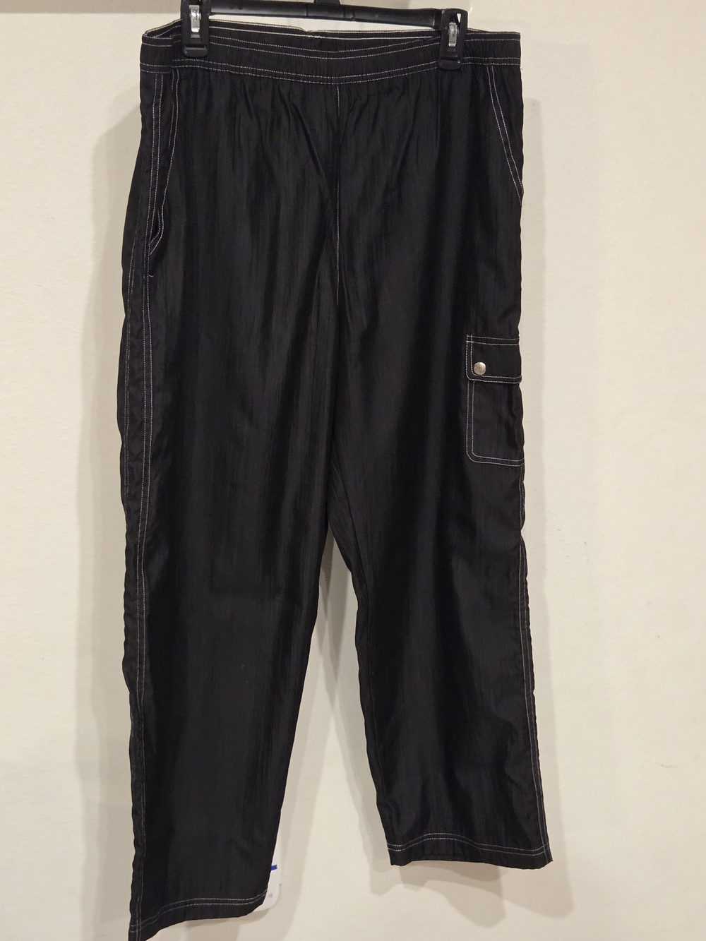 BonWorth Black Cargo Pants with White Contrast Stitching